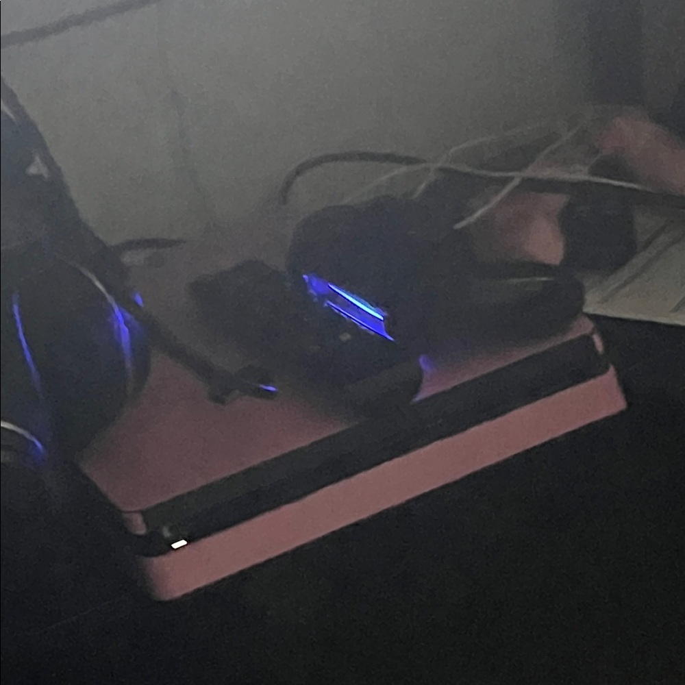 Pink Gaming Console with Blue LED Headset
